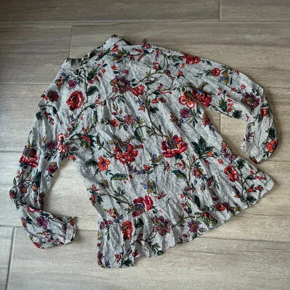 Maeve by Anthropologie Floral Collared Long Sleeve Blouse – Women’s 8 - Picture 8 of 8